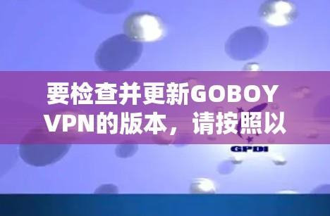 要检查并更新GOBOY VPN的版本，请按照以下步骤操作